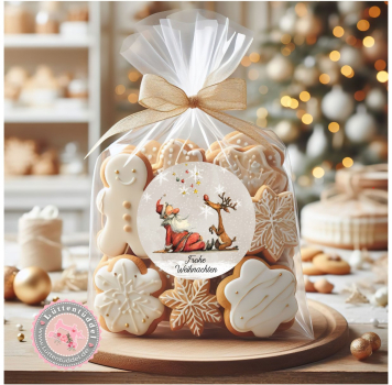 Preview: 24 zuckersüßer Sticker Aufkleber 4cm Santa Weihnachtsmann Rentier für Geschenk, Paket, Brief, Verpackung Give aways Christmas von Lüttentüddel® - Kopie